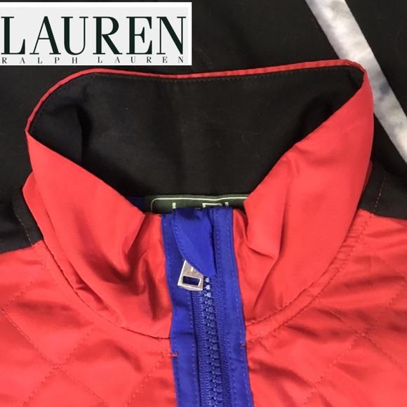 L-RL Ralph Lauren Active Red Quilted Black Stretch - Picture 3 of 8